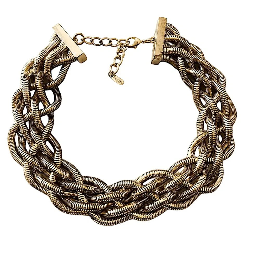 NATASHA: Vintage Necklace Gold Snake Chain Knot Collar Chunky Statement Piece